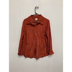 Megan Huntz Corduroy Orange Button Up Shirt Size Large